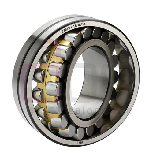 Spherical Roller Bearing 23038E1AMC3. Part Number 23038E1AMC3, 23038-E1A-M-C3. Brand SKF. Dimension 190x290x75 mm. Weight 17.500 Kg.