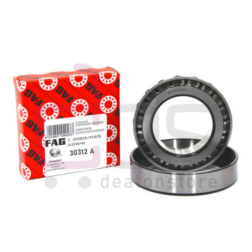 Tapered Roller Bearing 30312A. Part Number 30312A, Brand FAG. Dimension - 60x130x33.50 mm. Also known as 30312-A. Weight 2.00 Kg.