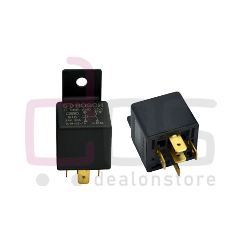 BOSCH Original Relay 24V/20A 0986AH0253. Part Number 0986AH 0253. Brand: BOSCH.Voltage: 24V/20A.  Suitable for Bosch.OEM/Aftermarket - OEM. Weight 0.155 Kg.